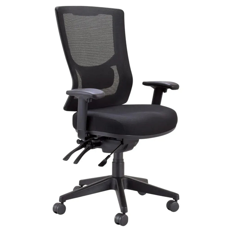 Buro Metro II Ergonomic Office Chair High Back Mesh Seat Slide Nylon Base with Arms Black 224A-N-153-SS - SuperOffice