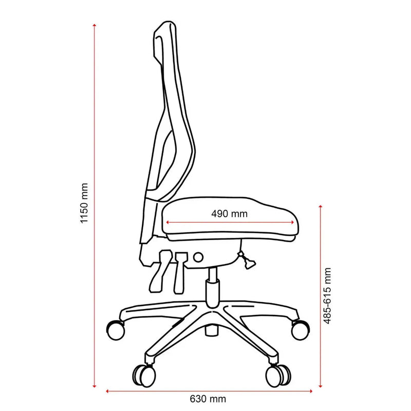 Buro Metro II Ergonomic Office Chair High Back Mesh Seat Slide Nylon Base with Arms Black 224A-N-153-SS - SuperOffice