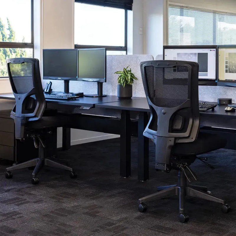 Buro Metro II Ergonomic Office Chair High Back Mesh Seat Slide Nylon Base with Arms Black 224A-N-153-SS - SuperOffice