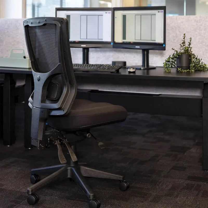 Buro Metro II Ergonomic Office Chair High Back Mesh Seat Slide Nylon Base with Arms Black 224A-N-153-SS - SuperOffice