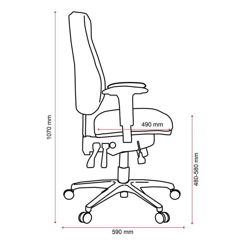 Buro Persona Office Chair Ergonomic Fabric with Arms Black 128-63 - SuperOffice