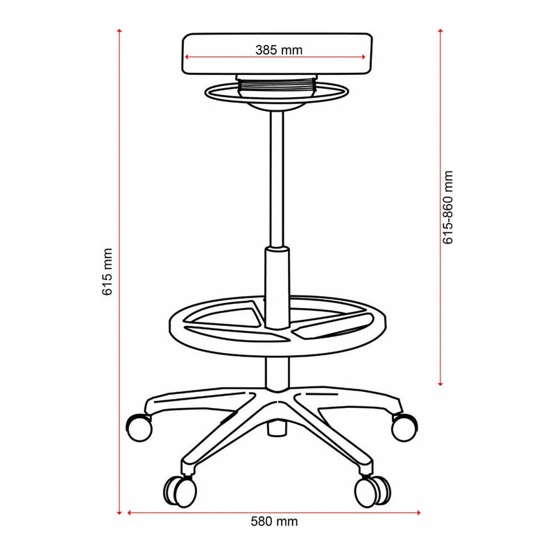 Buro Polo Drafting Stool Adjustable Vinyl with Foot Ring Black 142-PU3-AT - SuperOffice