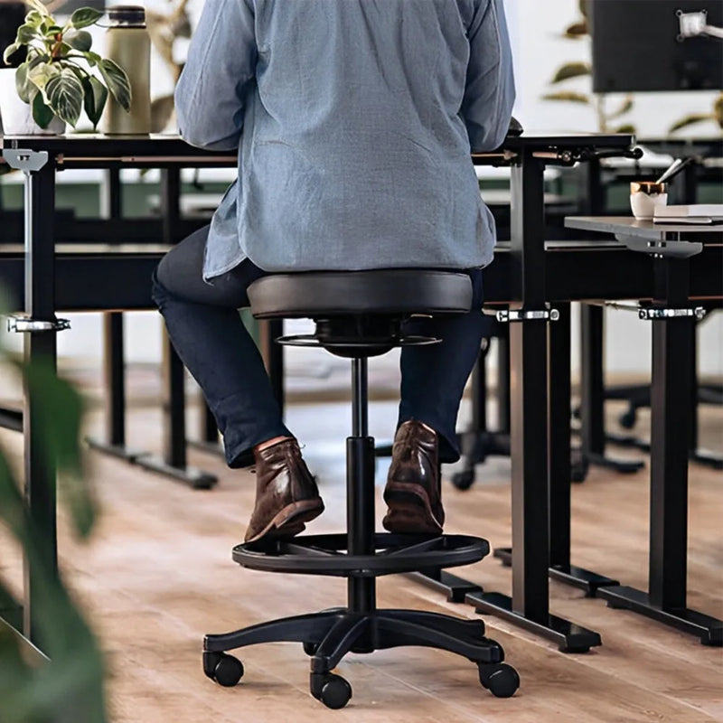 Buro Polo Drafting Stool Adjustable Vinyl with Foot Ring Black 142-PU3-AT - SuperOffice