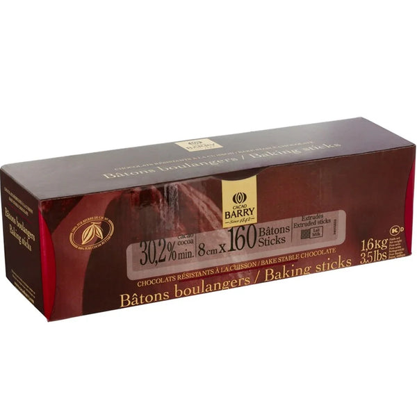 Cacao Barry Bakestable Batons Milk Chocolate 160 Piece 1.6kg Box CHMBB168357 - SuperOffice