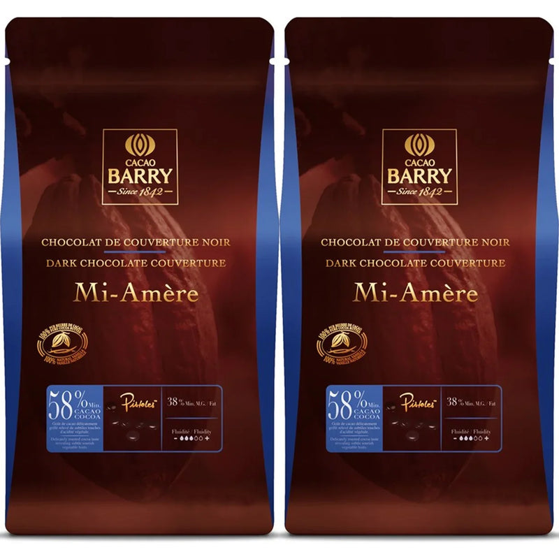 Cacao Barry Mi-Amere Dark Couverture Chocolate Pistols 58% 10kg 2 Pack CHDQ58MIAM804 - SuperOffice