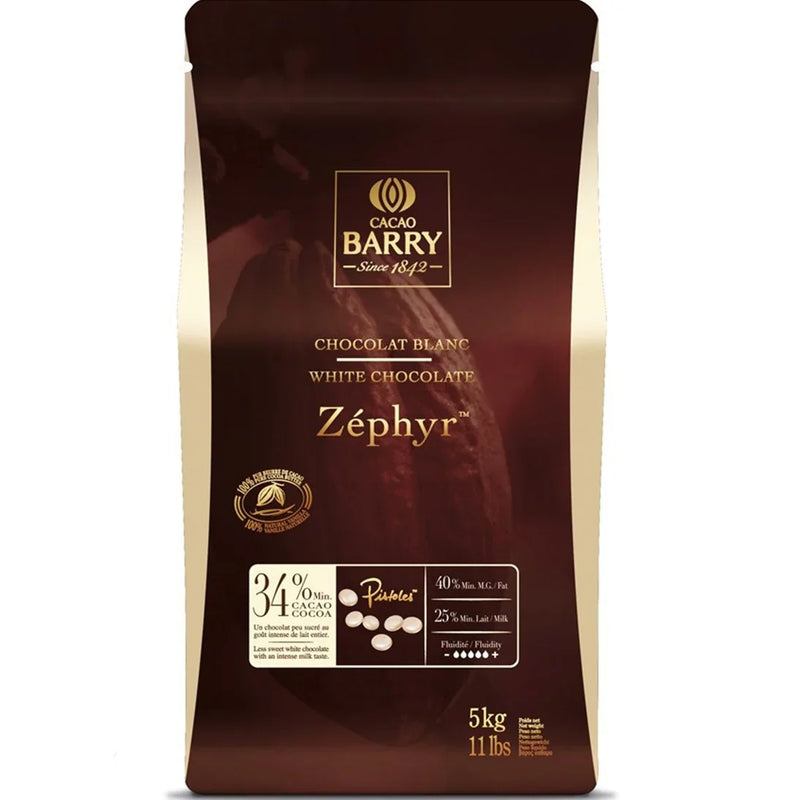 Cacao Barry White Zephyr Couverture White Chocolate 30% Pistols 5kg Bag CHWN34ZEPH2BU77 - SuperOffice