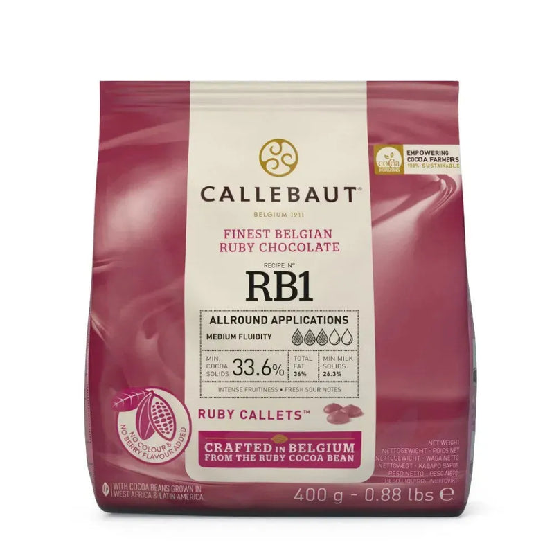 Callebaut Ruby Chocolate Callets RB1 400g 7 Pack CHRR36RB12E0D94 - SuperOffice