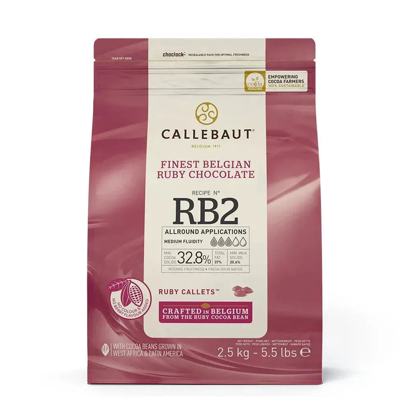 Callebaut Ruby Chocolate Callets RB2 2.5kg 4 Pack CHRQ37RB22BU75 - SuperOffice