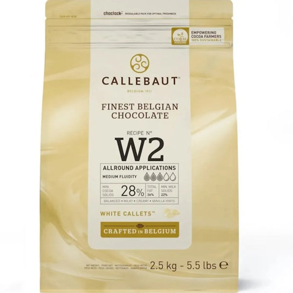 Callebaut White Chocolate Couverture Callets W2 2.5kg W22BU76 - SuperOffice