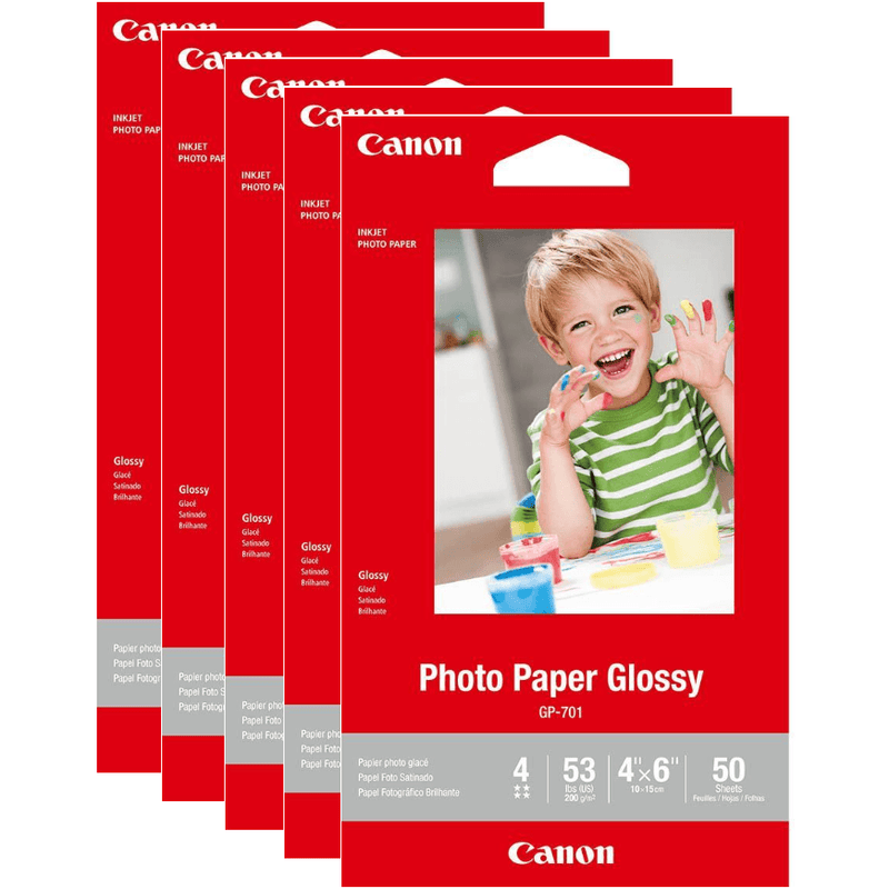 Canon Glossy Photo Paper 4x6" Inch Pack 50 Sheets Pack 5 GP7014X6-50 (5 Packs) - SuperOffice