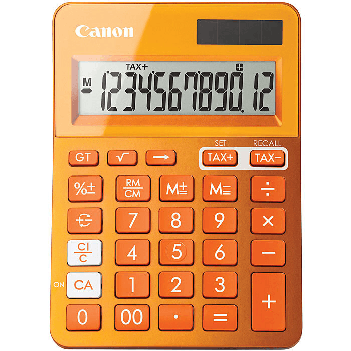 Canon LS-123M Calculator 12 Digit Dual Power Solar Metallic Orange LS123KMOR - SuperOffice