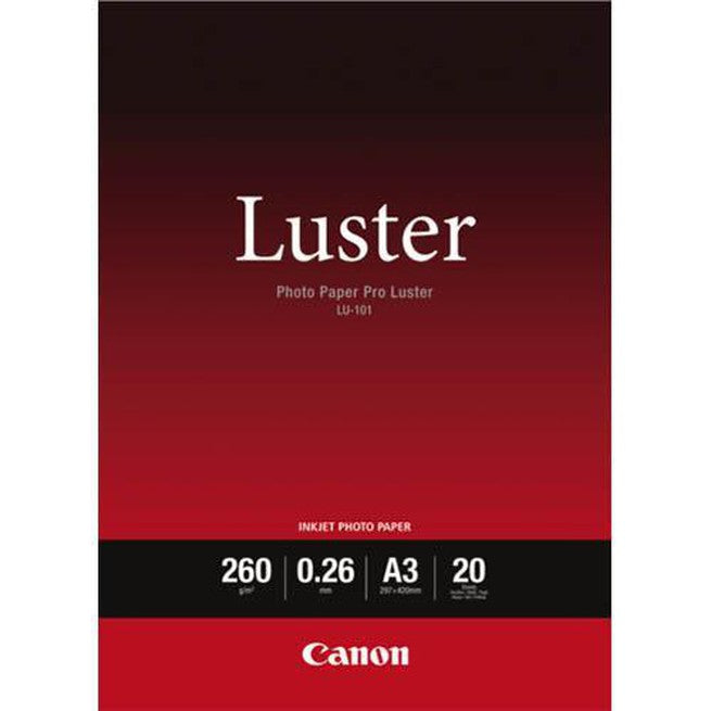 Canon Luster Photo Paper Pro 260Gsm A3 Pack 20 LU101A3 - SuperOffice