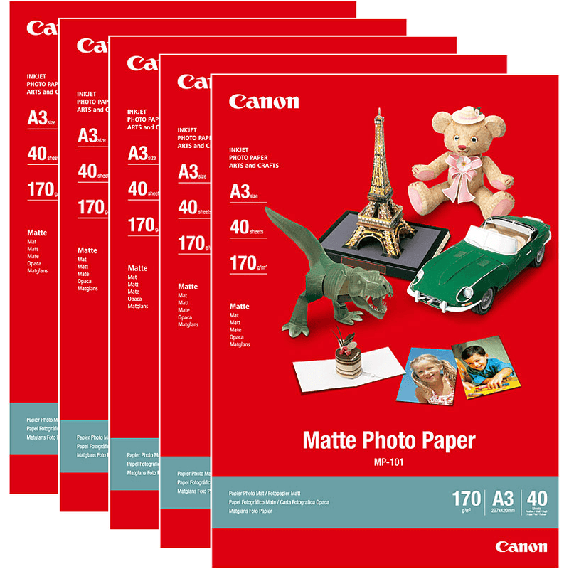 Canon Matte Photo Paper 170Gsm A3 Pack 40 Sheets Pack 5 Bulk MP101A3 (5 Pack) - SuperOffice
