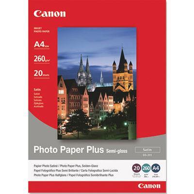 Canon Photo Paper Plus Semigloss 260Gsm A4 Pack 20 SG201A4 - SuperOffice