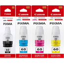 Canon PIXMA GI60 Ink Cartridge Refill Bottle Black/Cyan/Magenta/Yellow Genuine Original Canon GI60 Set - SuperOffice