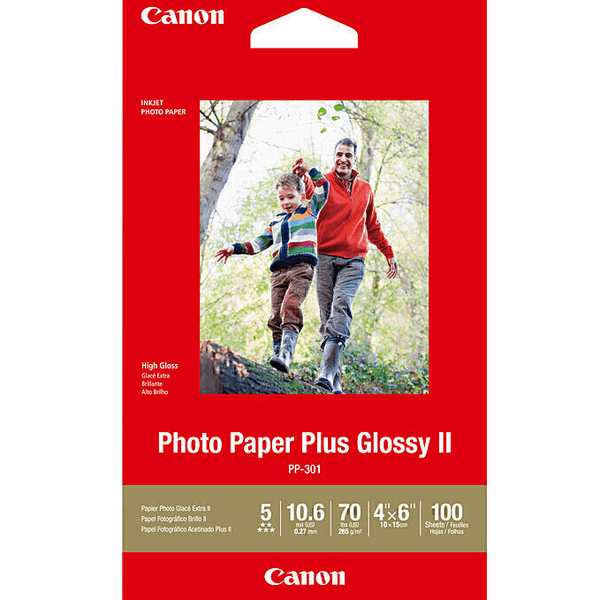 Canon PP301 Glossy Photo Paper Plus 265GSM 4x6" Inch Pack 100 Sheets White PP3014x6-100 - SuperOffice