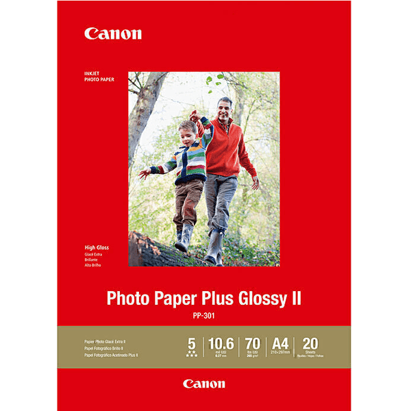 Canon PP301 Glossy Photo Paper Plus 265GSM A4 Pack 20 Sheets White PP301A4-20 - SuperOffice