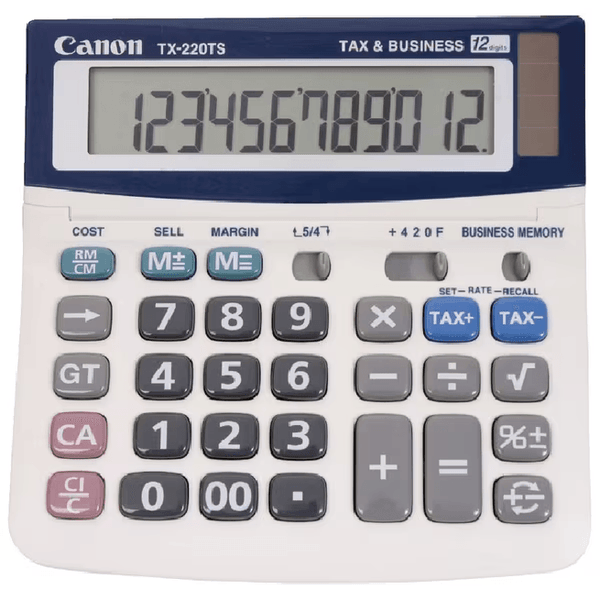 Canon TX220TS Calculator 12 Digit Dual Power Tax Business Function TX220TS - SuperOffice