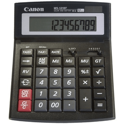 Canon WS-1210T Calculator Desktop Solar Battery 12 Digits Large Black WS-1210T - SuperOffice