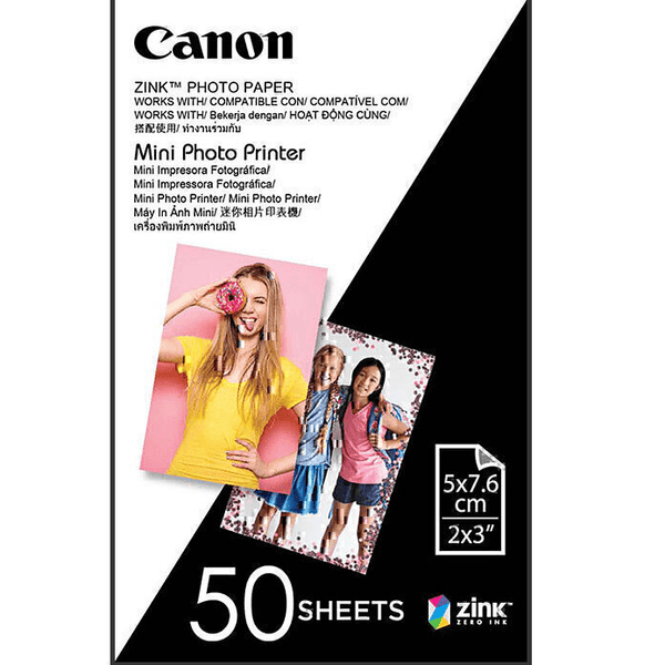 Canon Zink Mini Photo Printer Paper 2x3" Inch White Pack 50 Sheets MPPP50 - SuperOffice