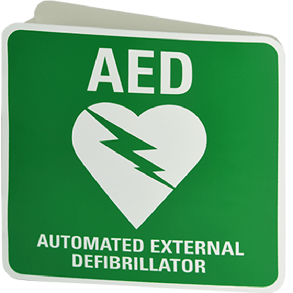 CardiAct AED/Defibrillator Double Sided Angled Wall Mount Signage Sign CA-10 - SuperOffice