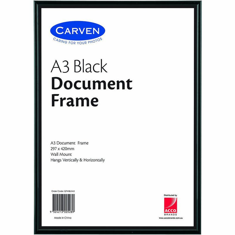 Carven Document Frame A3 Black QFWBLKA3 - SuperOffice