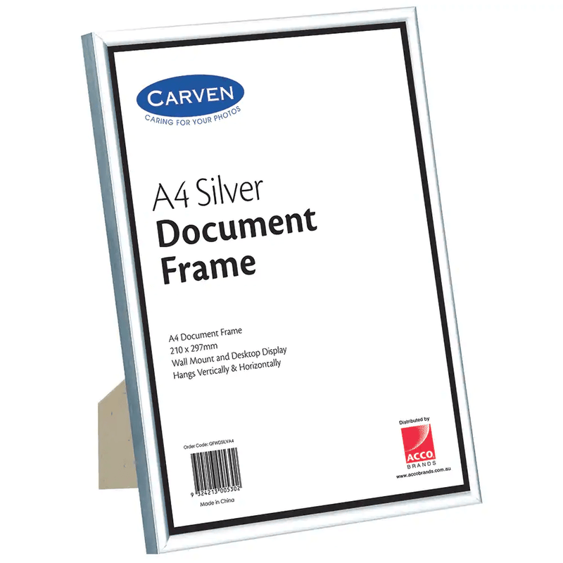 Carven Document Frame With Strut A4 Silver QFWDSILVA4 - SuperOffice