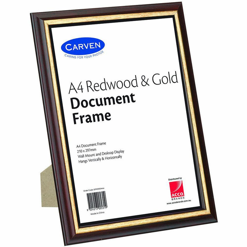 Carven Document Picture Photo Frame A4 Redwood/Gold QFWDRDWA4 - SuperOffice