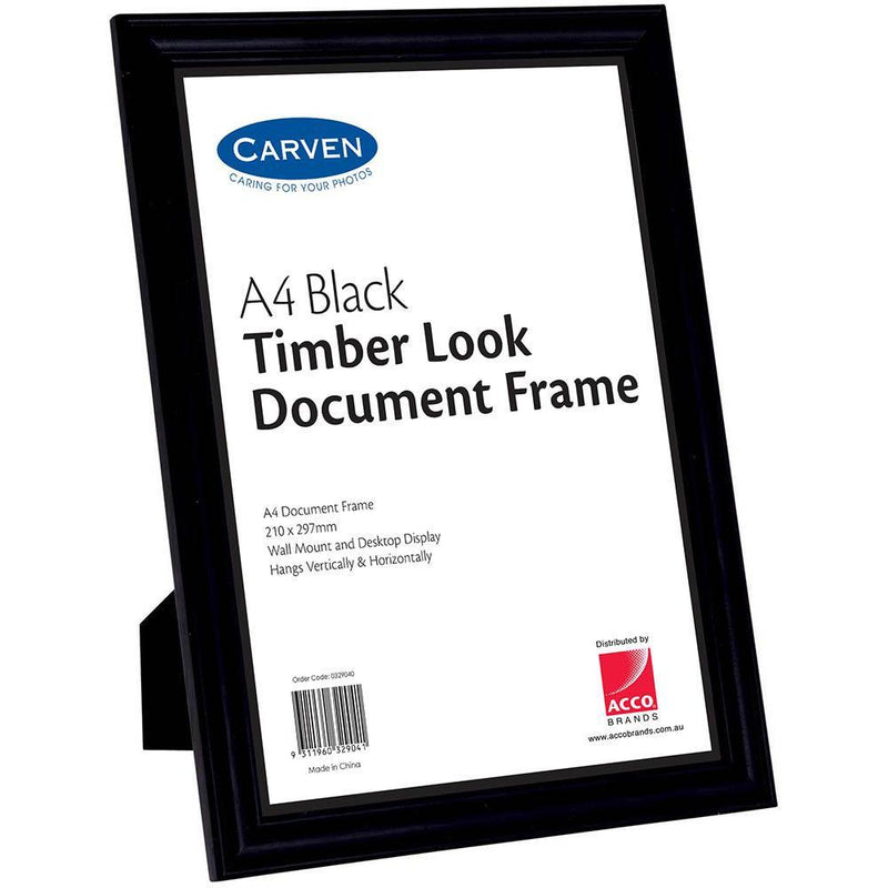 Carven Timber Look Document Frame A4 Black 0329040 - SuperOffice