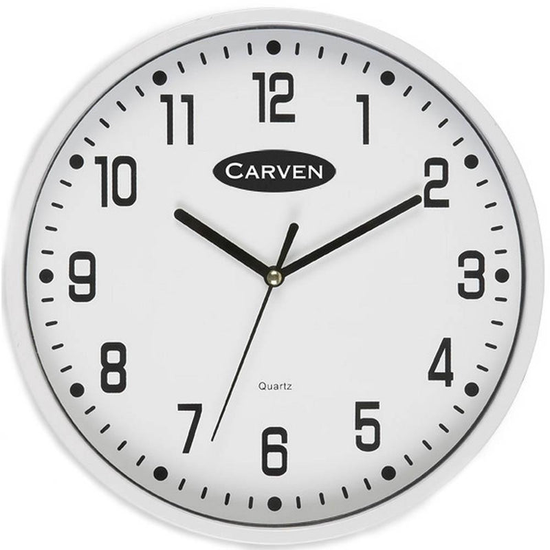 Carven Wall Clock 225Mm White CL225WH - SuperOffice