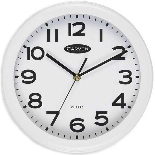 Carven Wall Clock 250Mm White CL250WH - SuperOffice