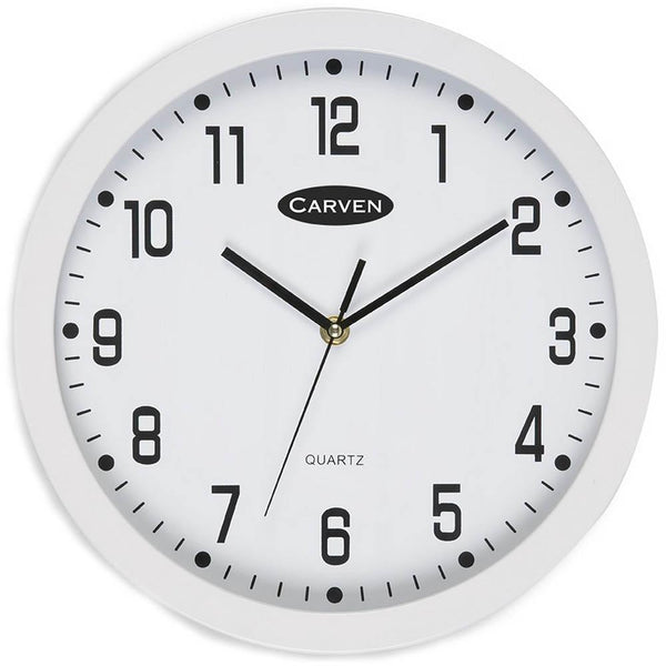 Carven Wall Clock 300mm White Frame CL300WH - SuperOffice