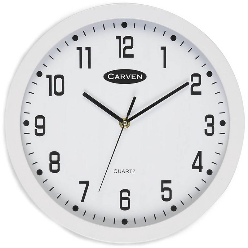 Carven Wall Clock 300mm White Frame CL300WH - SuperOffice