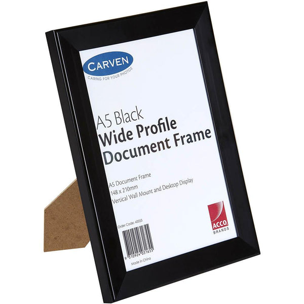 Carven Wide Plastic Frame A5 Black 40055 - SuperOffice
