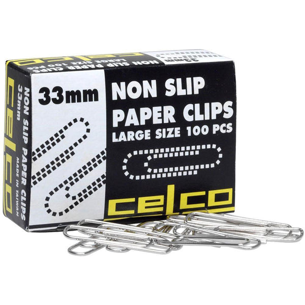 Celco Non-Slip Paper Clip 33Mm Box 1000 0205940 (Box 1000) - SuperOffice