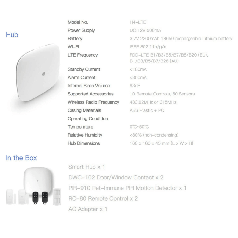 Chuango Wireless Smart Home Security Alarm System Door Window Sensors 4G H4-LTE H4-LTE - SuperOffice