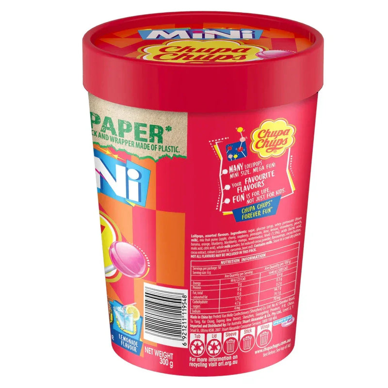 Chupa Chups Best Of Mini Lollipops Paper Tube of 50 6 Pack 6921211119531 - SuperOffice