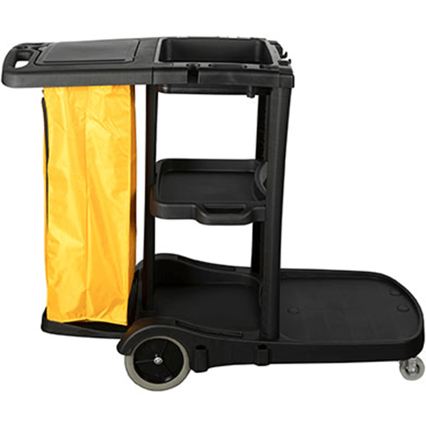 Cleanlink 3 Tier Janitor Cart With Lid Cleaning Trolley 12082 - SuperOffice