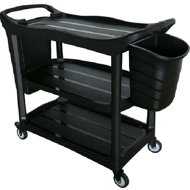 Cleanlink 3 Tier Utility Cleaning Trolley Lockable Wheels Castors with Two Buckets 12019A - SuperOffice