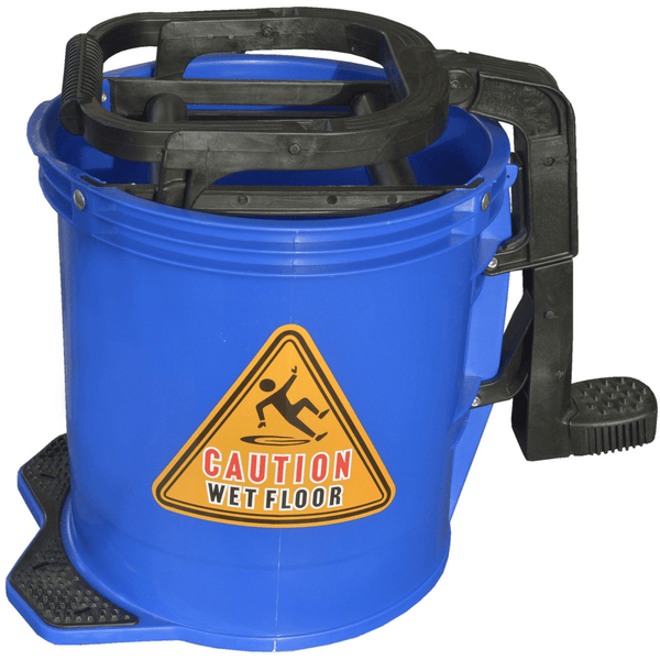 Cleanlink Mop Bucket Heavy Duty Plastic Wringer 16 Litre Blue 12115 - SuperOffice