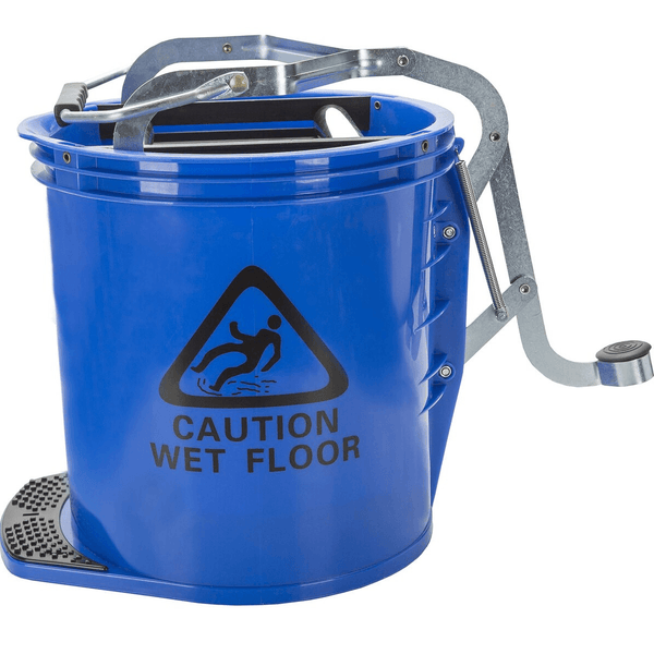 Cleanlink Mop Bucket Heavy Duty With Metal Wringer Blue 16 Litre 12004 - SuperOffice