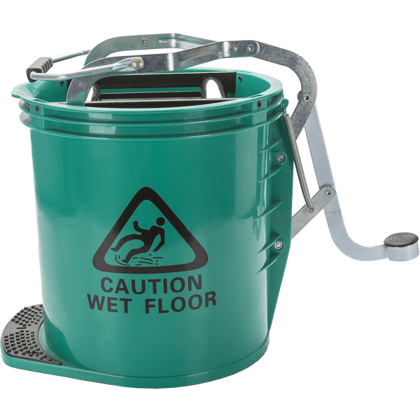 Cleanlink Mop Bucket Heavy Duty With Metal Wringer Green 16 Litre 12002 (Green) - SuperOffice