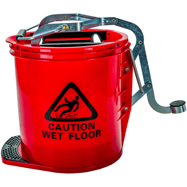Cleanlink Mop Bucket Heavy Duty With Metal Wringer Red 16 Litre 12003 - SuperOffice