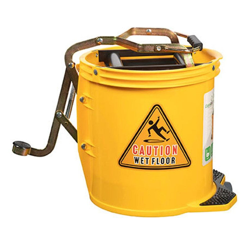 Cleanlink Mop Bucket Heavy Duty With Metal Wringer Yellow 16 Litre 12001 - SuperOffice