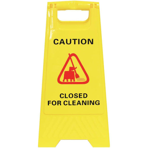Cleanlink Safety Sign Closed For Cleaning 320x310x650mm Yellow 12052 - SuperOffice