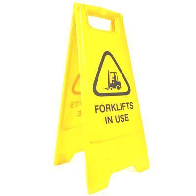 Cleanlink Safety Sign Forklifts In Use 320 X 310 X 650Mm Yellow 12159 - SuperOffice