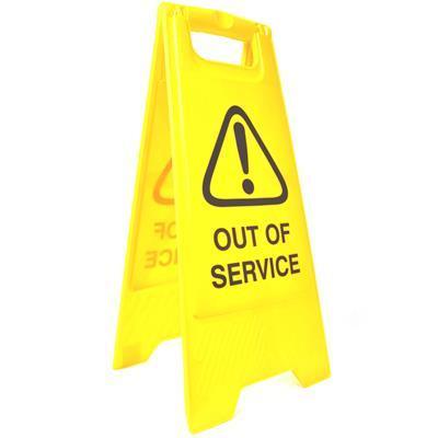 Cleanlink Safety Sign Out Of Service 320 X 310 X 650Mm Yellow 12160 - SuperOffice