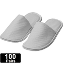 Closed Toe Waffle Slip On Slippers White Hotel/Bath/Guest/Home 100 Pairs Bulk 573629 (100 Pairs) - SuperOffice