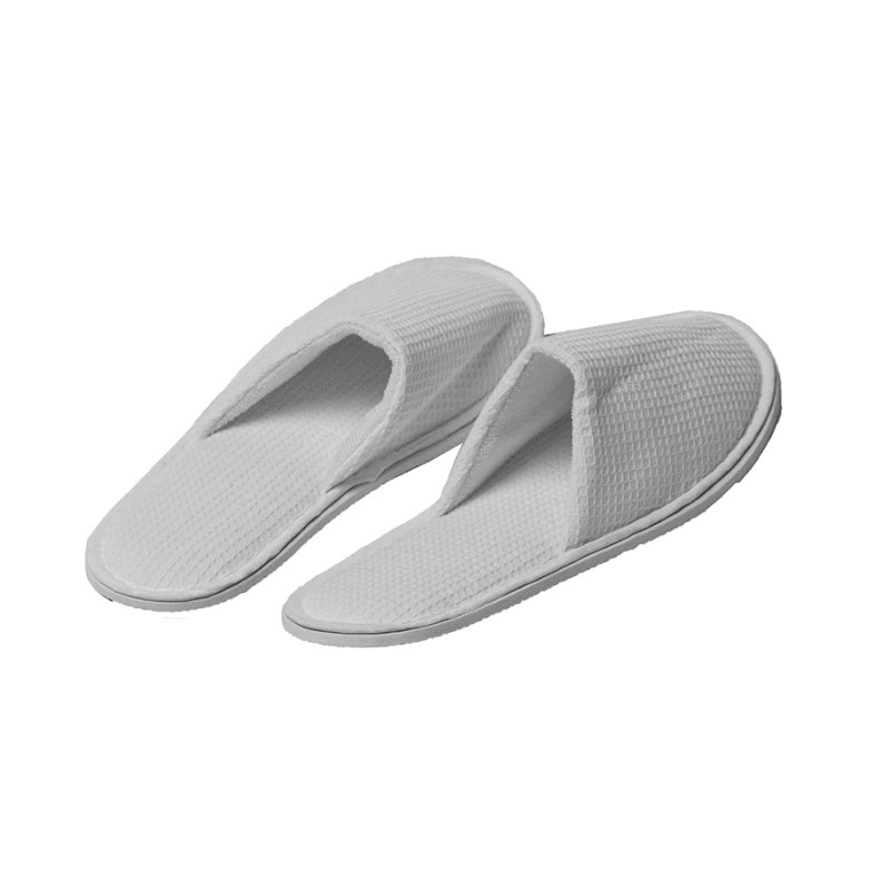 Closed Toe Waffle Slip On Slippers White Hotel/Bath/Guest/Home 100 Pairs Bulk 573629 (100 Pairs) - SuperOffice