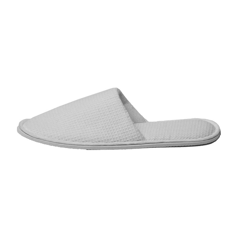 Closed Toe Waffle Slip On Slippers White Hotel/Bath/Guest/Home 100 Pairs Bulk 573629 (100 Pairs) - SuperOffice